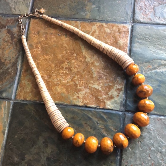 RJ Graziano Wood Faceted Beaded Statement Necklace Designer Vintage - Picture 5 of 6